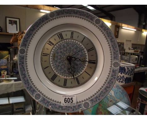 A Spode Metamec Quartz blue and white wall clock 