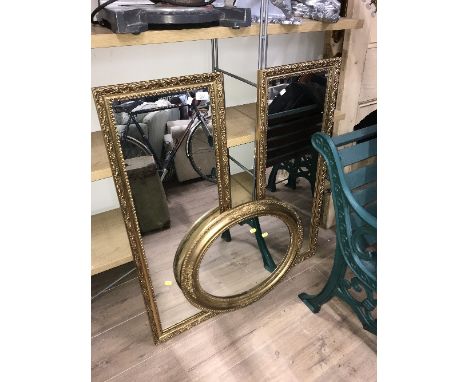 2 OBLONG & 1 ROUND MIRROR