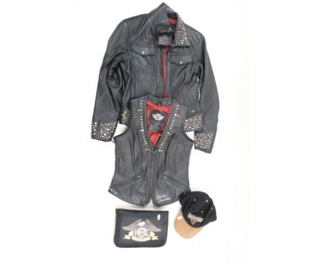 Ladies Harley Davidson leather jacket &amp; waistcoat, together with a Harley Davidson cap and H.O.G (Harley Owners Group) ca