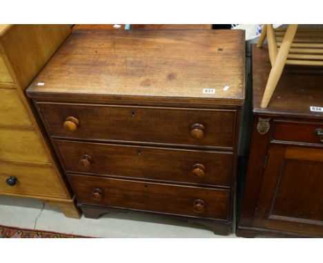 Early 19th century Mahogany Chest of Three Long Drawers with caddy top, raised on bracket feet, 77cm wide x 49cm deep x 84cm 