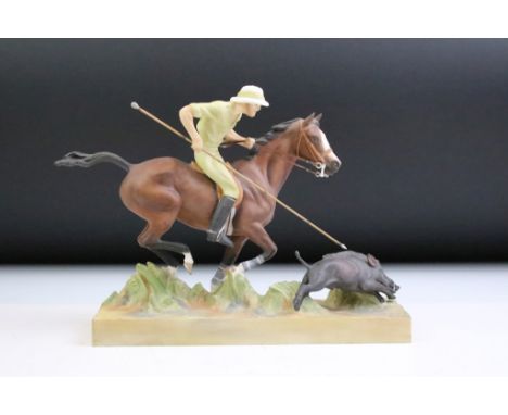 Royal Worcester 'Hog-Hunting' porcelain figure, modelled by Doris Lindner, model number 3164. (Approx 17.5cm high x 22cm wide