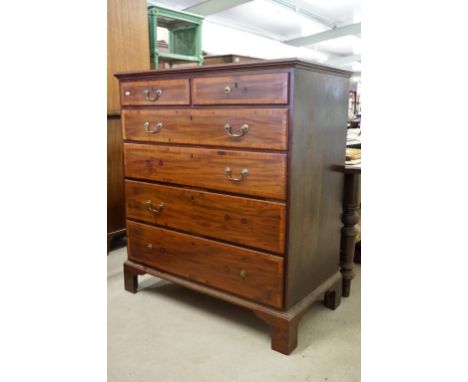 Edwardian Mahogany and Satinwood cross-banded Chest of Two Short over Four Long Drawers raised on bracket feet, 106cm wide x 