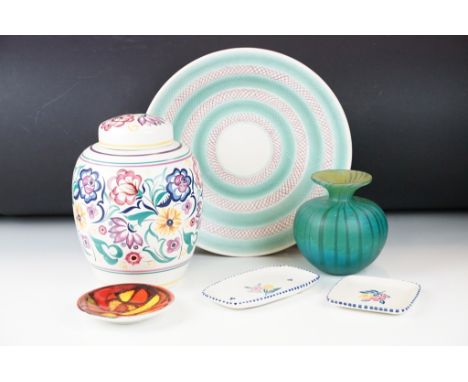 Assorted 20th Century ceramics to include Mdina vase, Poole pottery traditional ware lidded vase, Poole pottery Delphis dish,