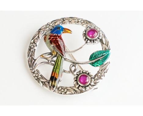 Silver and Enamel Brooch in the Danish style 