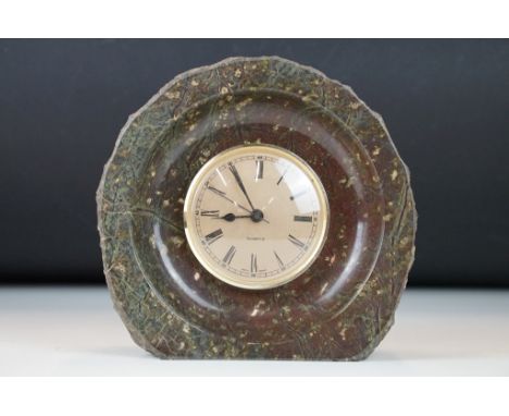 Cornish Serpentine Mantle Clock, 18cm high 