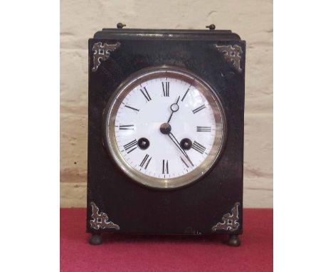 Ebony veneered French mantel clock 19th century. Condition report: see terms and conditions
