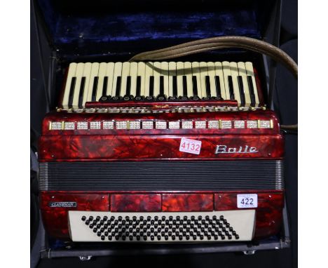 Clansman accordion in red within a fitted case. UK P&amp;P Group 3 (£30+VAT for the first lot and £8+VAT for subsequent lots)
