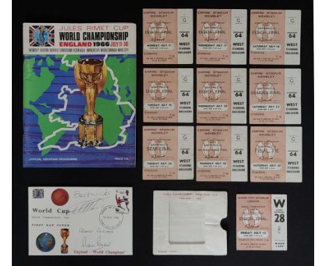 1966 World Cup memorabilia,comprising: England 1966 World Cup tournament programme, set of ten tickets, ticket wallet that th