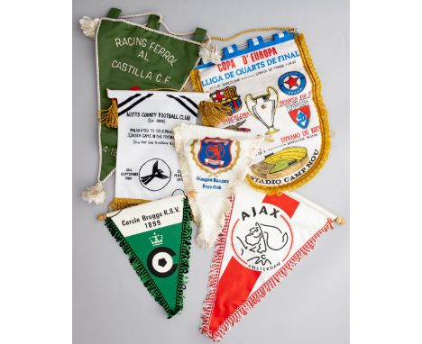 A group of six football pennants,comprising the oldest dated 4.12.77 for Racing Ferrol Al Castilla CF; a pennant celebrating 