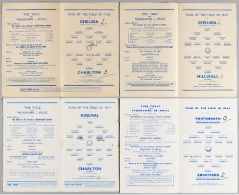 Wartime Football League South Cup Finals programmes, 1940s,including 1942 Portsmouth v Brentford; 1943 Arsenal v Charlton; 19