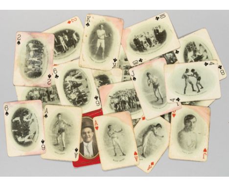James Jeffries Championship Souvenir boxing playing cards, American, circa 1909,22 from the original deck of 52, the reverse 
