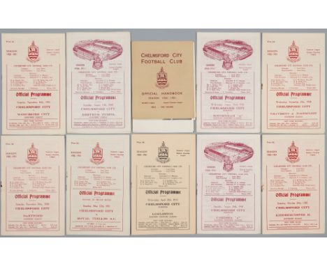 Chelmsford FC home programmes, season 1950-51, covering first team, reserves playing in Southern League, Eastern Counties Lea