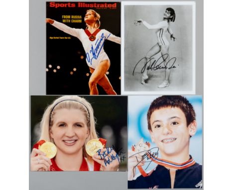 Athletics and Olympic Games stars signed miscellany, in a ring binder, signatures include Korbut, Commaneci, Phelps, Spitz (2