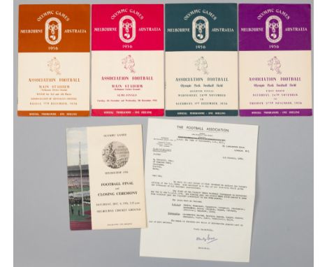 Melbourne 1956 Olympic Games full set of five football programmes, 24th November to 8th December,first round matches, quarter