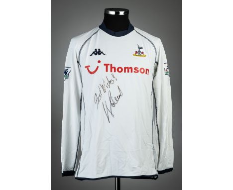 Steffen Freund signed white Tottenham Hotspur no.4 home jersey v Arsenal, played at White Hart Lane, 15th December 2002,Kappa