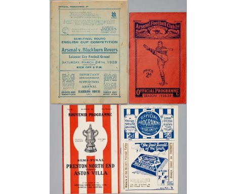 F.A. Cup semi-finals programmes, comprising West Bromwich Albion v Bolton Wanderers at Leeds 1934-35; Aston Villa v Preston N