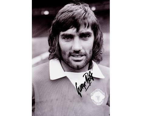 GEORGE BEST MANCHESTER UNITED CIRCA 1965 ORIGINAL AUTOGRAPHED DISPLAY PHOTOGRAPH Superb black and white 11 ¾ by 8 ¼in. photog