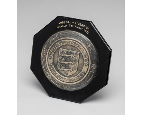 1979 F.A. Charity Shield medal plaque awarded to Arsenal's goalscorer Alan Sunderland,being a hallmarked silver miniature of 