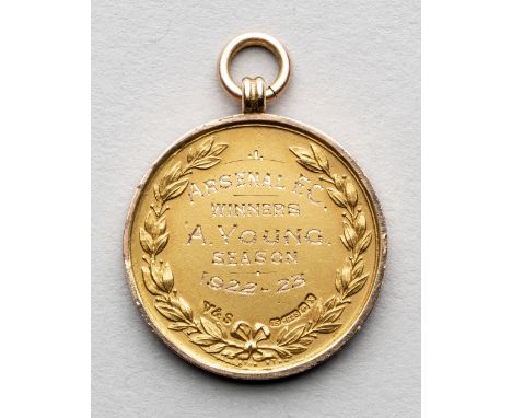 London Football Combination winner's medal awarded to Arsenal's Andrew Young in season 1922-23,15ct gold, obverse with emboss