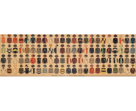 The Boy's Own Paper "Football Colours of our Public Schools", circa 1914 the coloured lithograph of the football/rugby colour