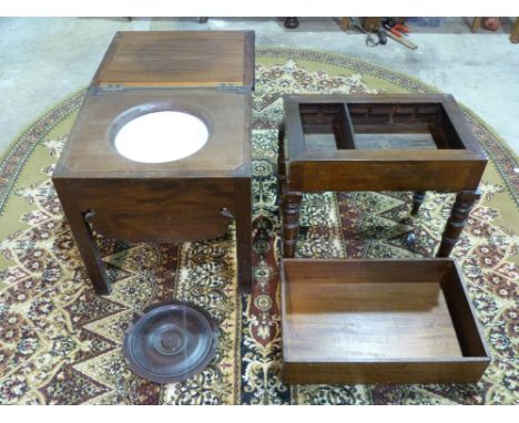 A 19th century bidet and a commode