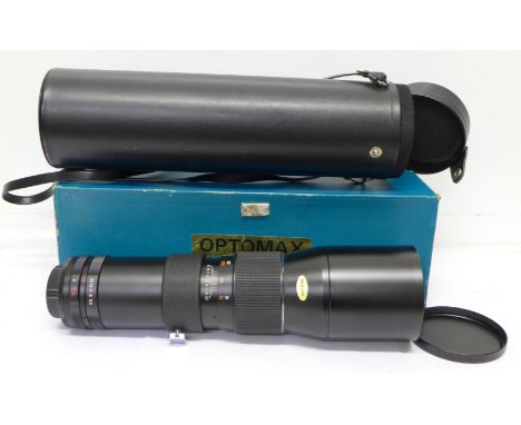 An Optomax Auto telephoto lens, 400mm, F:6.3, boxed