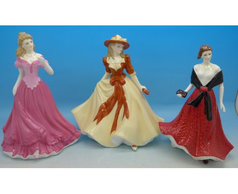 Three Royal Worcester Les Petites figures, Elizabeth, Sian Wales and Sarah, boxed