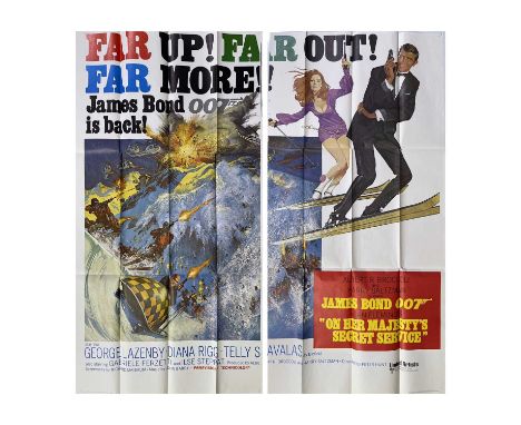 An original, folded two part US six sheet poster for James Bond - On Her Majesty's Secret Service (1969). Very clean VF condi