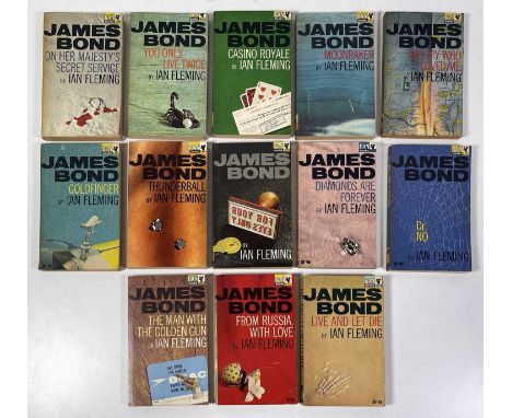 A set of 13 c 1960s Pan-published James Bond titles with Raymond Hawkeye covers. Most in Good condition.OHMSS - first edition