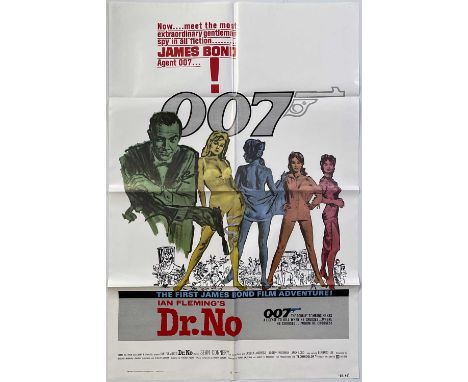 A US one sheet sized (27 x 41") poster, folded, for James Bond - Dr. No (1962). Printing quality is good though likely a late