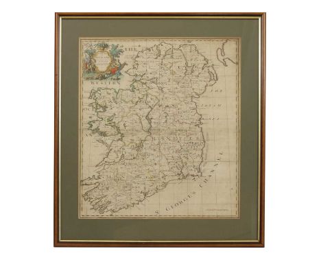 'A New Map Of Ireland From The Latest Observations', by John Senex, inscribed to the Rt. Hon. Simon Lord Louat, 1720, with ha