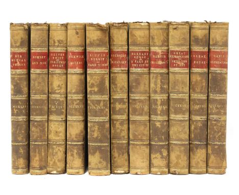 Dickens, C: 11 Volumes of the works. Chapman &amp; Hall, no date, c1880. Illustrated. Cont. half leather; rubbed. (11)