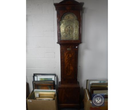 A mahogany longcase clock with later brass dial signed Morrison, Glasgow, with pendulum and weights 