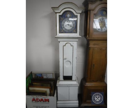 An early 20th century continental white and gilt painted longcase clock 