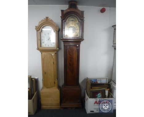 A mahogany longcase clock, with later brass dial signed Robert Blackburn, London, with pendulum and weight