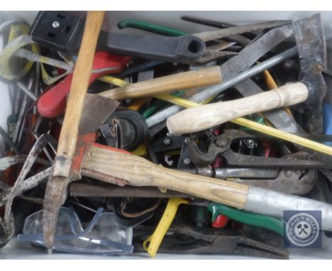 A crate of hand tools