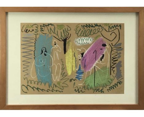 After Picasso, lithograph - Dejeuner sur l'herbe, 37 x 54cm, glazed frame 