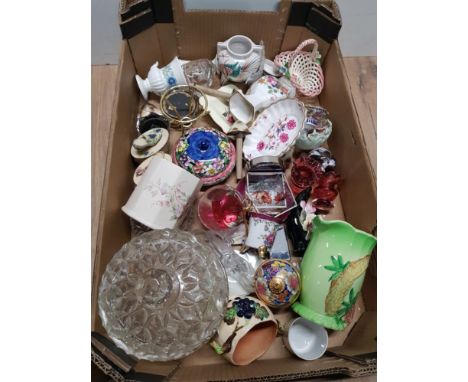 A BOX OF MISCELLANEOUS INC BURLEIGH WARE ALDRIDGE POTTERY MALING ETC