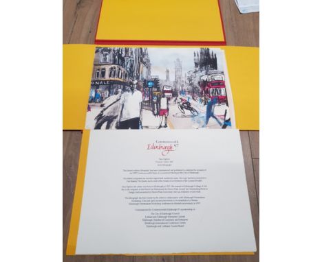 LIMITED EDITION LITHOGRAPH BY SARA OGILVIE EDINBURGH 97TH COMMONWEALTH HEADS OF STATE