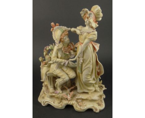 Vintage KPM Porcelain Figural Group "The Engagement". Signed. Good Condition or Better. Measures 12-1/2 Inches Tall and 10-1/