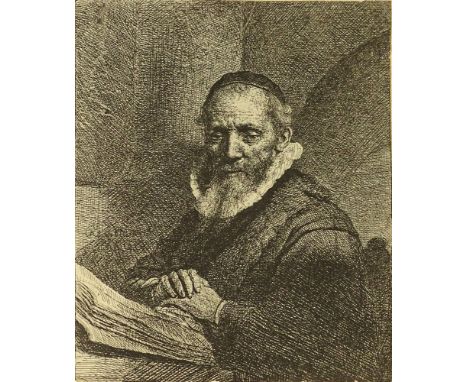 Rembrandt van Rijn, Dutch (1606-1669) Etching "Jan Cornelius Sylvius"  Unsigned. Trimmed and Laid Down on Paper or in Good Co