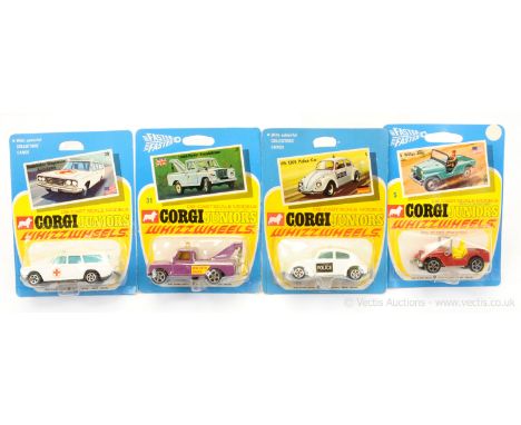 Corgi Juniors group to include 3 Volkswagen Saloon (Beetle) - "Police" Car - white body, light blue tinted windows and roof l