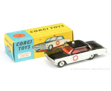 Corgi 237 Oldsmobile "County Sheriff" Car - two-tone black, white, red interior, silver trim, spun hubs - overall condition i