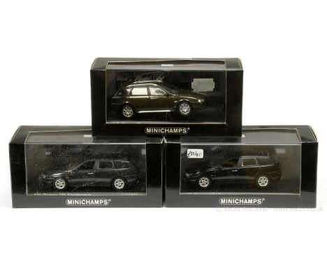 Minichamps (1/43rd scale) group of Alfa Romeo Estate models (1) 156 - graphite grey (Ltd 1/2832); (2) same as (1) but black (