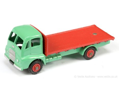 Dinky 432 Guy Warrior - light green cab and chassis, red back and Supertoy hubs with treaded tyres, silver trim, metal tow ho