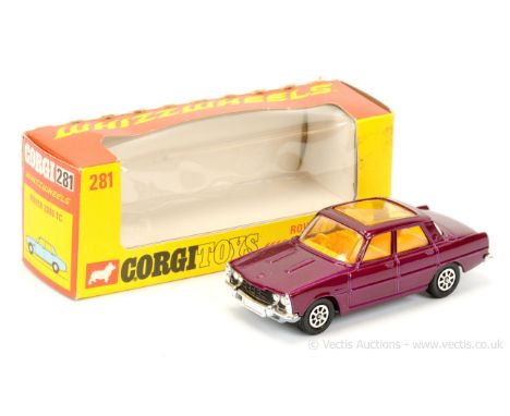 Corgi Whizzwheels 281 Rover 2000TC - purple body, yellow interior, amber roof panel, grey base, chrome trim - Near Mint - lov