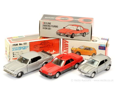 Diapet 222 Nissan Skyline 2000 GT-R - silver, black interior &amp; rear spoiler; Tomica Dandy 002 Honda Z GT - silver, black 