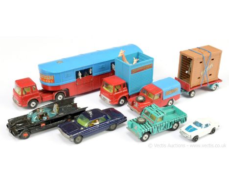 Corgi unboxed group to include "Batman" Batmobile; "Chipperfields Circus" Bedford TK Horse Transporter; Land Rover with Eleph