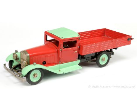 Marklin large scale clockwork tinplate Open Back Truck - finished in red, pale green (model has been restored/repainted - doe