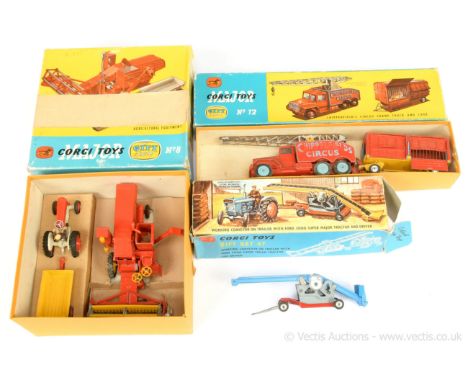 Corgi Gift Sets a group to include (1) GS8 to include Massey Ferguson 780 Combine Harvester - red, yellow metal front wheels 